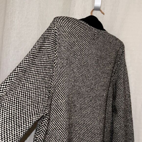 H&M L Black White Checkered Knit Wool Blend Shawl Button Front Cardigan Sweater - Picture 6 of 12